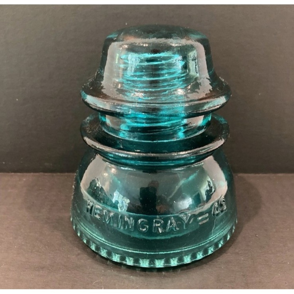 Vintage Hemingray 42 Glass Insulator Aqua Blue Green Made in USA